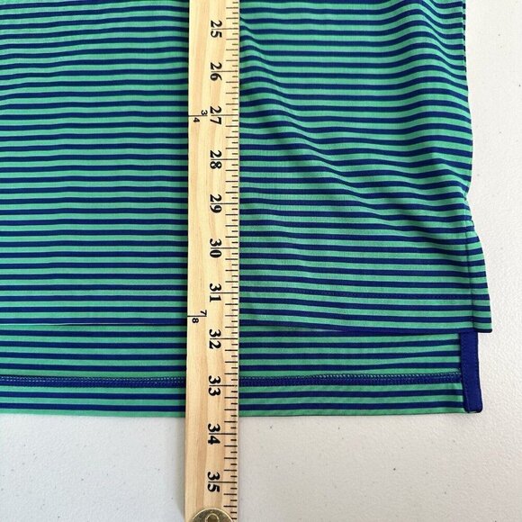 RLX Ralph Lauren Polo Shirt Size L Striped Performance Golf Stretch Green Blue - Picture 9 of 11
